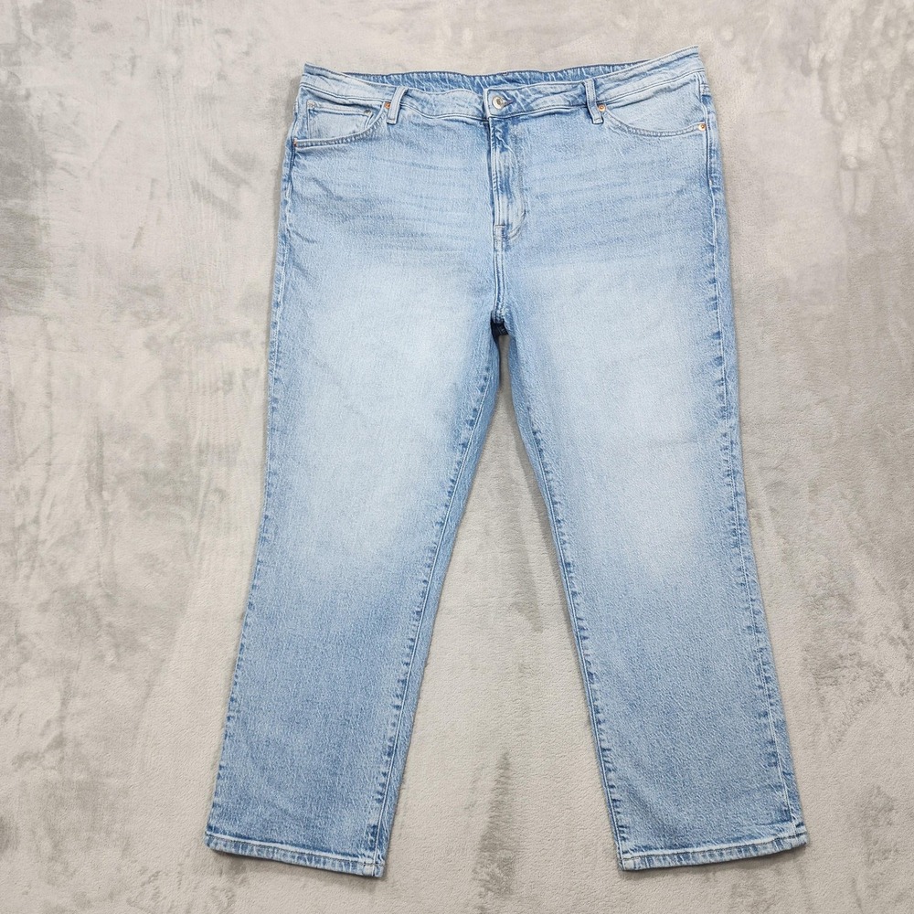 H&M Jeans Womens 22 Blue Light Wash High Rise Mom Ankle Length Stretch Denim
